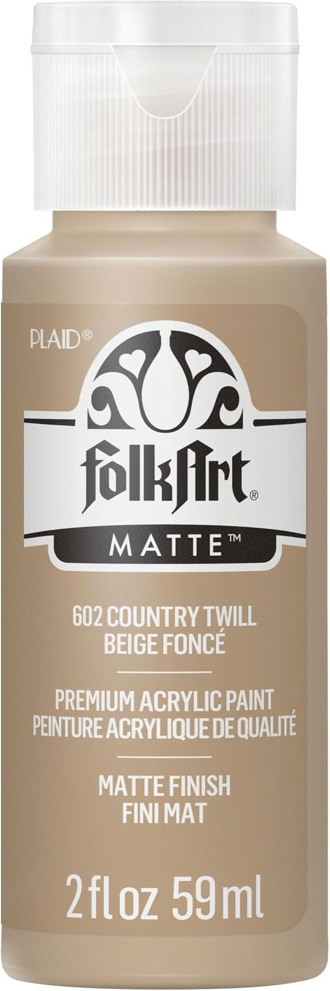 FolkArt Acrylic Paint in Assorted Colors (2 oz), 602, Country Twill