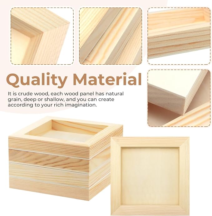 FSWCCK 15 Pack 5 x 5 inch Wood Panel Boards, Unfinished Wood Canvas Panels for Crafts, Painting Canvas, DIY Art Projects, Pouring, Arts Use with Oils, Acrylics