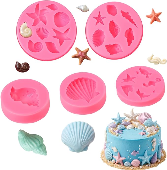 Pimoys 5 Pcs Ocean Silicone Mold Seashell Candle Molds