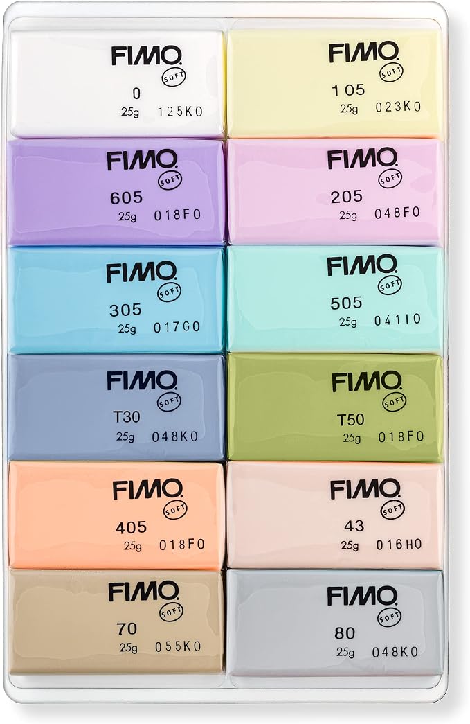 STAEDTLER 8023 C12-3 FIMO Soft Oven Hardening Modelling Clay 12 x 25 g Blocks - Pastel Colours