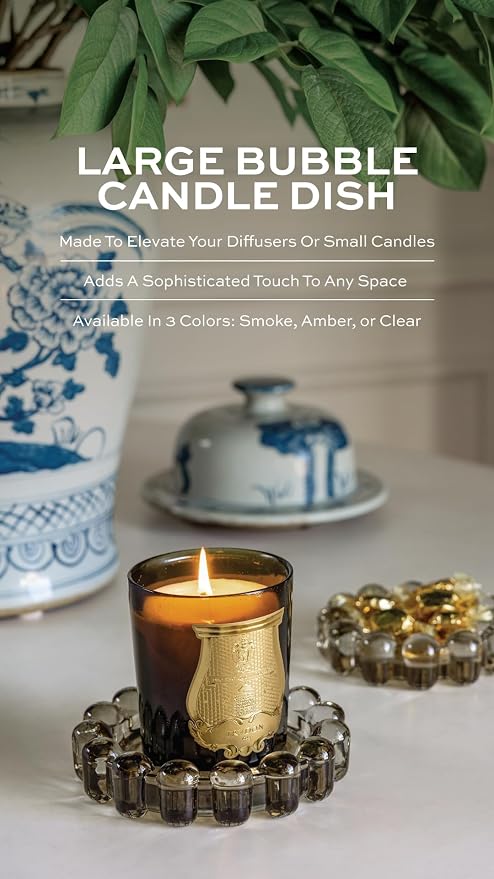 Alice Lane Home Collection Original Smoky Glass Large Bubble Candle Dish | Votive and Candle Plate, Pillar Holder, Diffuser Base, Wax Catcher, Decorative Tray, Jewelry Catchall, Tablescape Accent