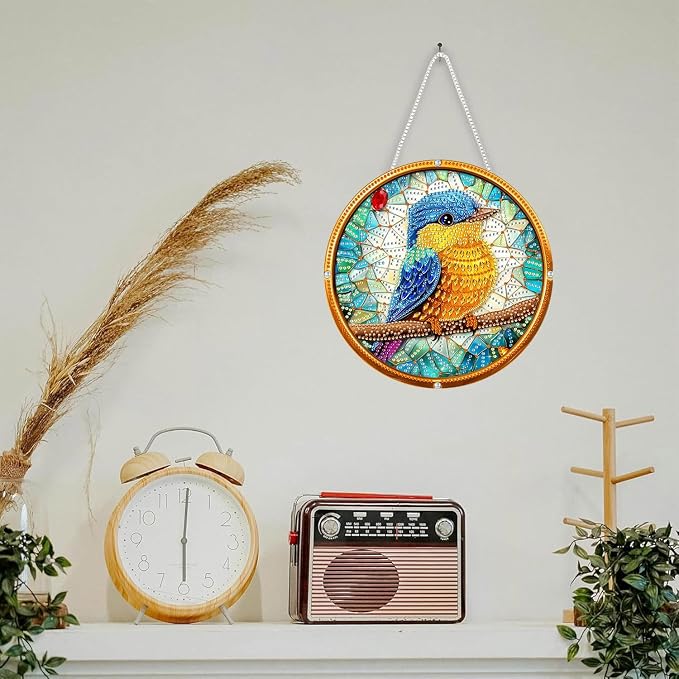 SKRYUIE Bird Hanging Pearl Diamond Art Kits for Adults Suncatcher A17 | Special Shaped Crystal DIY Hanging Diamond Painting Kit, Gift for Mother Spring Summer Window Wreath Decor 7.48 x 7.32 Inch