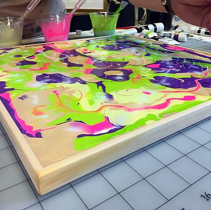 Da Vinci Pro Liquid Art Multi-Media Panel 18x24, 1-1/2" Deep Gesso Board with Natural Wood Frame, Raised Lip Wood Canvas Panel Ideal for Artists Using High Flow Acrylics and Alcohol-Based Dyes