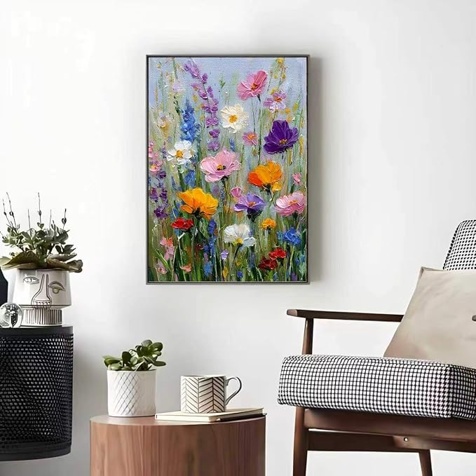 Wildflower Paint by Numbers Kit for Adults,Paint Canvas Wall Decor 16x20In | color by numbers for adults,Acrylic Watercolor Oil Colorful Home Decor