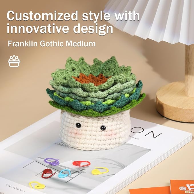 Hssugi Crochet Kit for Beginners 6PCS Crochet Coasters in a Plant Pot | Crochet Start Kit, Complete Beginner Crochet Kit with Hooks, Yarn, Clear Video Tutorials for Adult Beginners