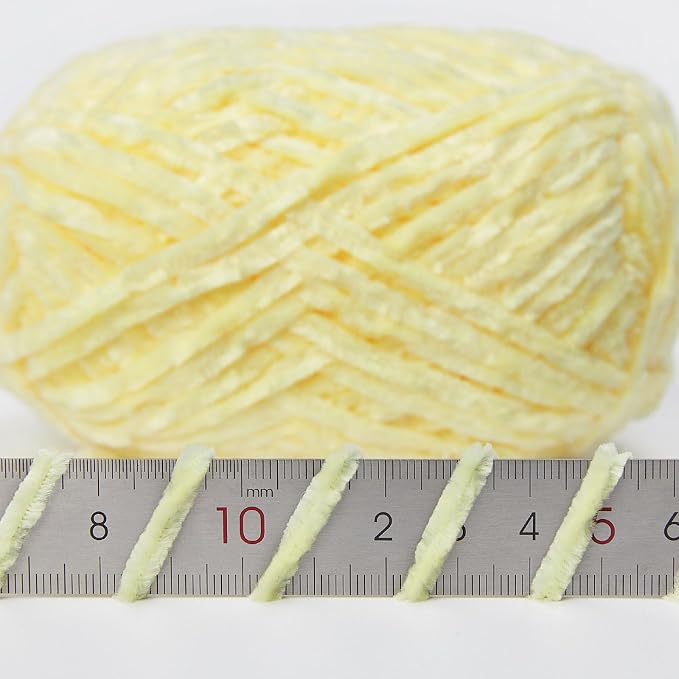 NICEEC 3 Skeins Soft Chenille Yarn 3 x85m (3X 93yds, 3X 50g)_Yellow Series