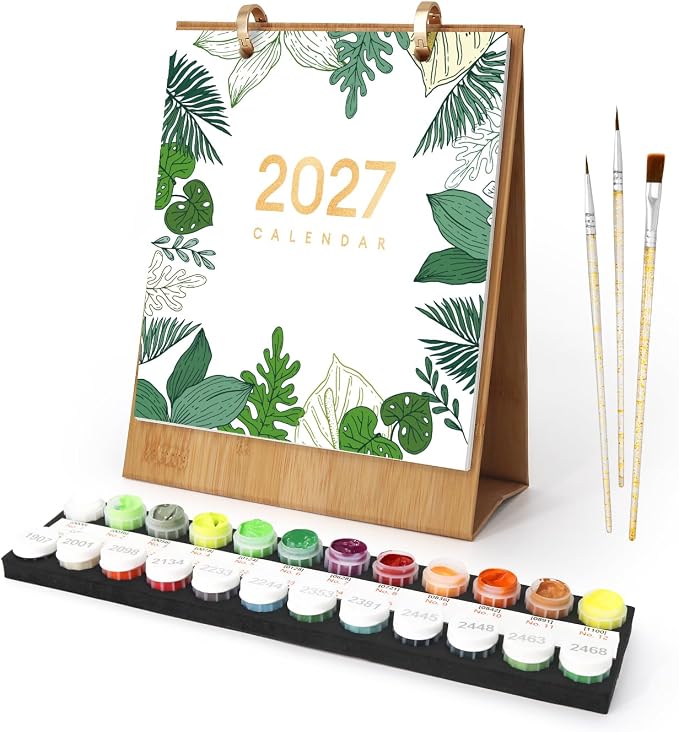 Lnjsipam Paint by Numbers Calendar 2027 - Plant Paint with Number for Gift | Plant Paint by Numbers Calendar, Easy DIY Calendar, Unique Gift for New Year, Plant Paint by Number Kit for Adults