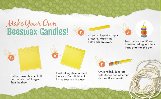 Make Your Own Beeswax Candle Kit - Includes 10 Full Size 100% Beeswax Honeycomb Sheets in RED and Approx. 6 Yards (18 Feet) of Cotton Wick. Each Sheet Measures Approx. 8" x 16 1/4".