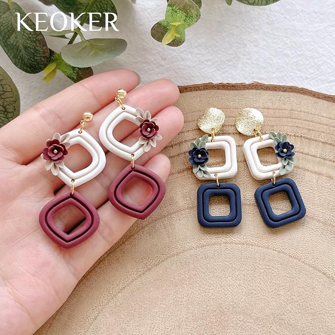 Keoker Organic Polymer Clay Cutters, 10 Shapes Extruded Polymer Clay Earring Cutters Boho