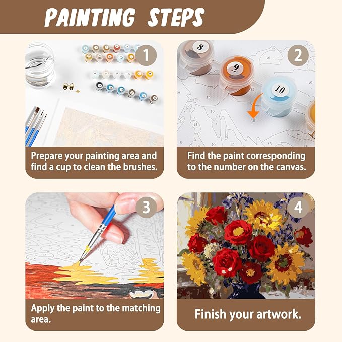 XTCIXAL Paint by Numbers Kit for Adults, Flowers, 16X20 Inch | DIY Paint by Number for Adults Beginner, High-Definition Color Canvas, Stress Relief, Home Wall Decor, Gifts, Unframed