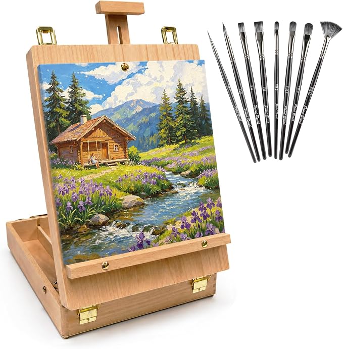Table Easel Sketchbox Easel with Paint Brushes for Painting | Tabletop Easel Easy to Store Art Easel for Beginners Art Lovers