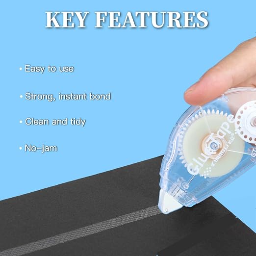 Upgrade 3X Longer Glue Tape, 5-Pack Total 109 Yards, Photo-Safe Acid-Free Scrapbook Tape, Scrapbook and Junk Journal Supplies, 0.31 in × 65.62 ft