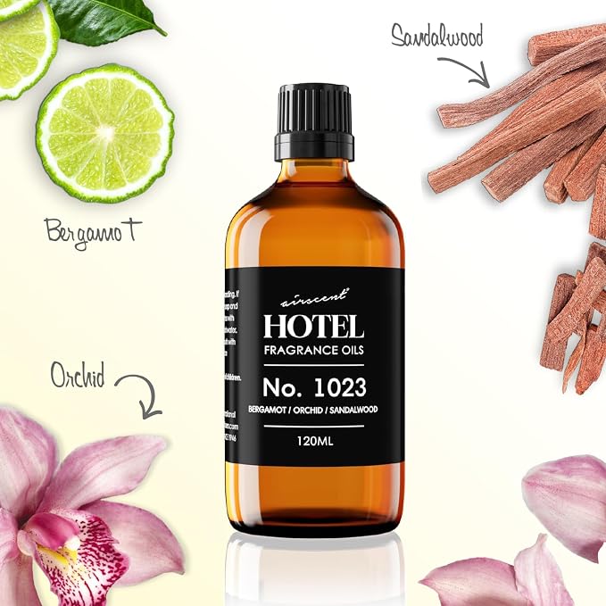 AirScent Hotel Diffuser Oil No. 1023 - Baccarat Hotel Inspired - 500 mL | Bergamot Orchid Sandalwood - Fragrance Oil for Ultrasonic and Waterless Diffusers and Crafting - 16.9 fl oz Glass Bottle
