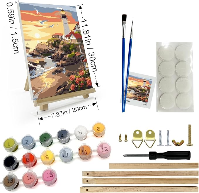 JOOZ Lighthouse Paint by Number for Adults with Frame, 8x12 Inch