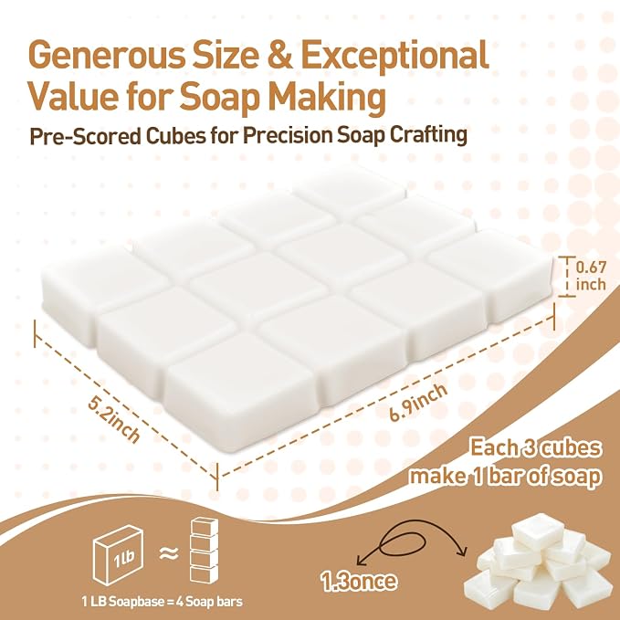 Melt and Pour Soap Base, Pre-Cut for DIY Soap Craft, 1LB Goat Milk