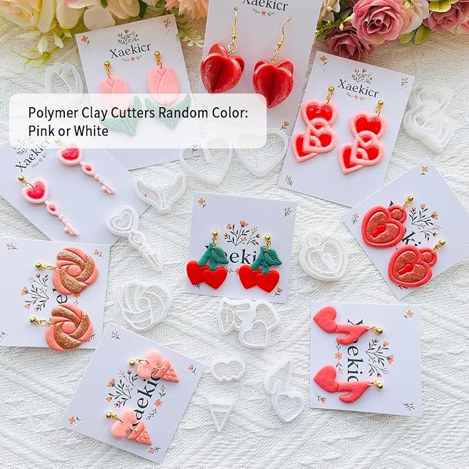 Heart Theme Polymer Clay Cutters – Molds, Clay Cutters for Polymer Clay, Clay Earring Tools Set