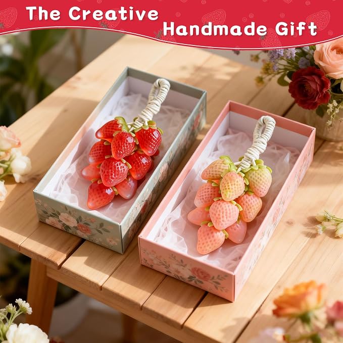 Strawberry Silicone Soap Mold Kit, DIY Soap Making Set with 2 Strawberry Molds, 3 Leaf Molds, Twine & Threaders, Handmade Soap Supplies for Crafts, Gifts & Beginners
