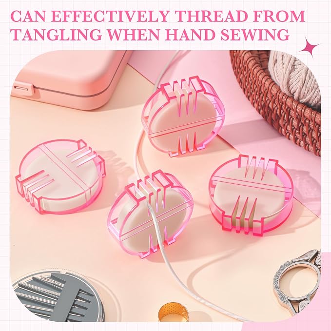 Maitys 4 Pcs Thread Wax Beeswax for Hand Sewing,White, Pink Case | Conditioner for Embroidery Quilting, Strengthens Sewing Line Reduces Fraying, Clear Case Storage, Natural Beeswax Formula