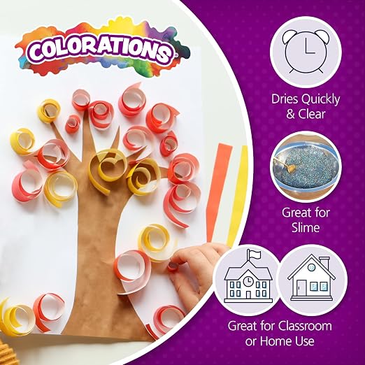 Colorations Washable White Glue - 1 Gallon, Dries Clear, Ideal for Crafts, School, Home & Office Use, Non-Toxic, Perfect for Craft Projects & Homeschool