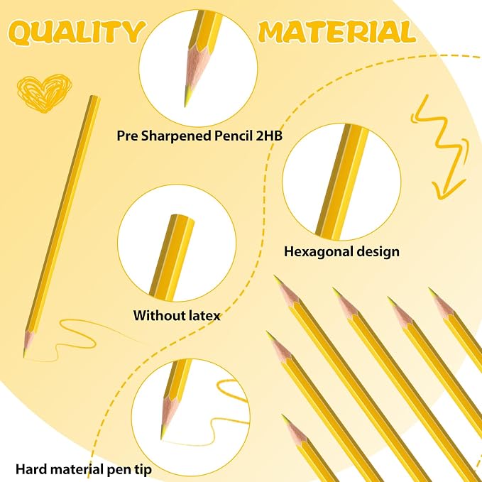 12 Pack Yellow Colored Pencils for Kids, Pre-sharpened Art Pencils Back to School Supplies Set, Drawing Sketching Pencils for Students, Teachers, Classroom