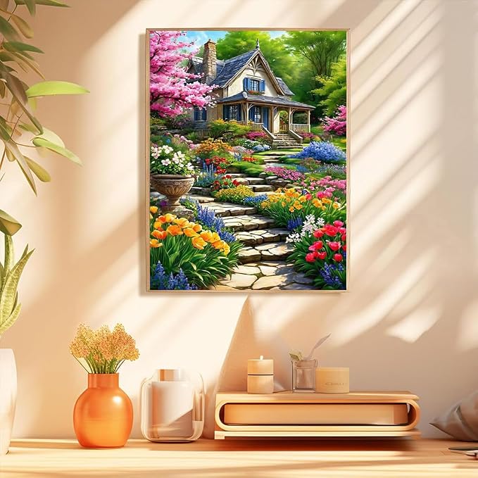 Arttoplus Landscape Paint by Numbers Kit for Adults Beginner 16x20 inch | Garden Paint by Numbers Kits for Adults Canvas, Landscape Adult Painting by Number for Gift Home Wall Decor (Without Frame)