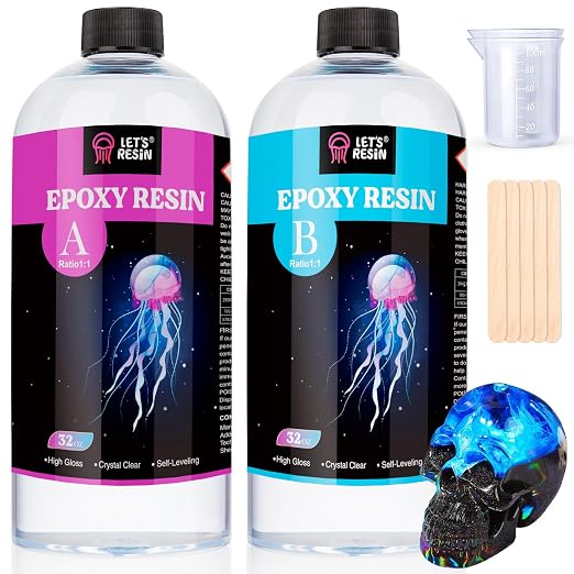 LET'S RESIN 1/2 Gallon Epoxy Resin,Crystal Clear Resin Epoxy Kit for Crafts | Bubble Free Casting Resin, 2 Part Resin and Hardener for DIY Art, Jewelry Making, Coasters, for Beginners & Pros