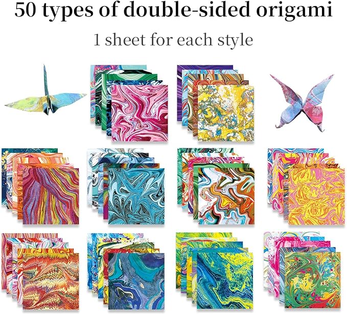 6x6" Origami Paper,50Sheets Double Sided Colored Paper,Square Craft Paper