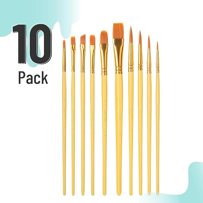 Mr. Pen- Acrylic Paint Brushes Set, 10 Pack, Round & Pointed Tip