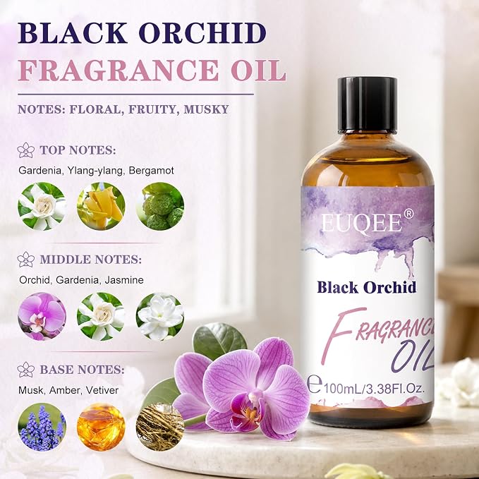 EUQEE Black Orchid Fragrance Oil 100ML/3.38 Fl Oz Floral Scent for Diffuser