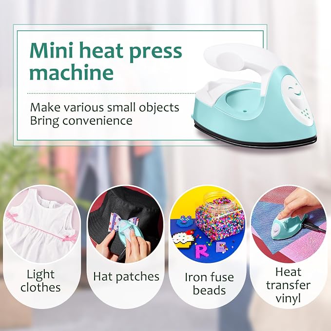 Honoson Mini Craft Iron with Charging Base Tiny,Mint Green