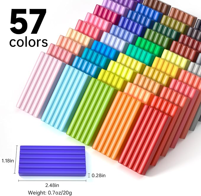 Shuttle Art Polymer Clay Kit, 57 Colors Oven Bake Clay for Kids with 19 Carving Tools and 10 Accessories, Non-Sticky, Non-Toxic, Ideal Gift for Kids