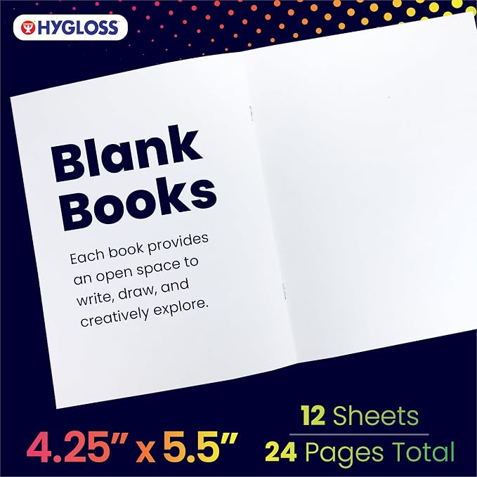 Hygloss Blank Books - Bulk 20 Pack – 4.25" x 5.5" A6 White Paperback Blank Books for Kids to Write Stories, Doodle, Arts & Crafts – Plain Drawing Sketchbook, Unlined Journal, Notebook Without Lines