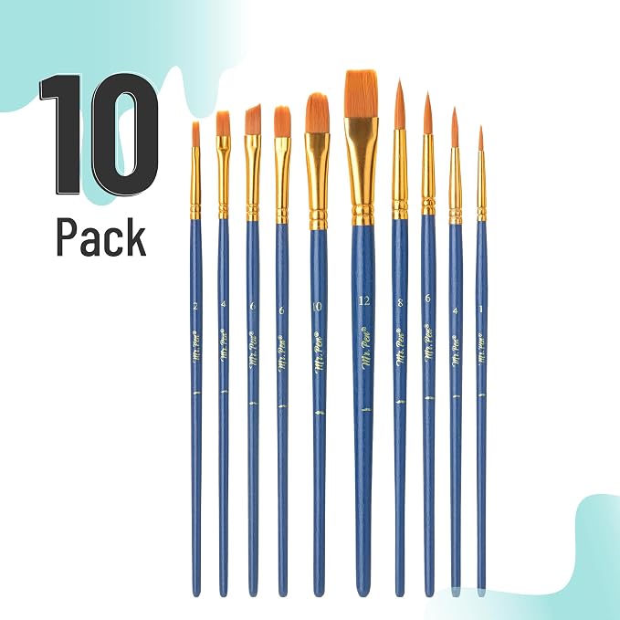 Mr. Pen- Acrylic Paint Brushes Set, 10 Pack, Round & Pointed Tip
