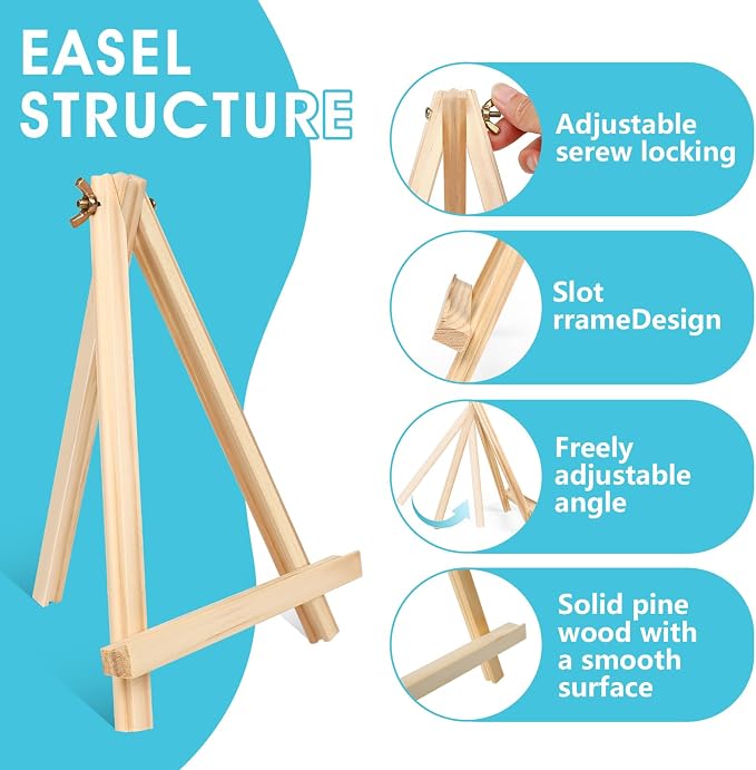 ESRICH 5 PCS 9in Easel for Painting, Easel Stand for Paint Canvas | Wood Easel Stand for Sign,Tabletop Easels for Painting, Small Art Easel Canvas Stand Photo Display Holder for Kids Adults