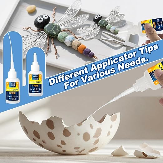 Meuvcol Stone Glue 100g - Marble Glue Heavy Duty for Granite, Artificial Stones & Tile | Clear Waterproof Stone Adhesive for Marble Repair & Craft Projects | Fast Drying, Strong, 6 Precision Nozzle