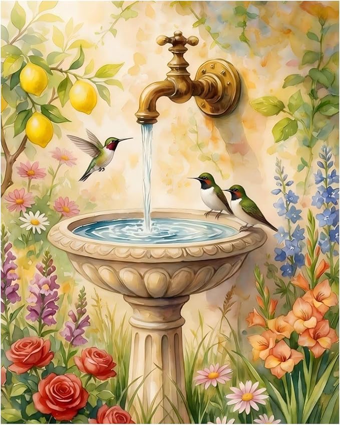 AUKELHJ Paint by Numbers Kit for Adults, Garden Hummingbird, 16X20 Inch | Paint by Number for Adults, Beginner Friendly, High-Definition Color Canvas, Stress Relief, Home Decor, Gifts, Unframed