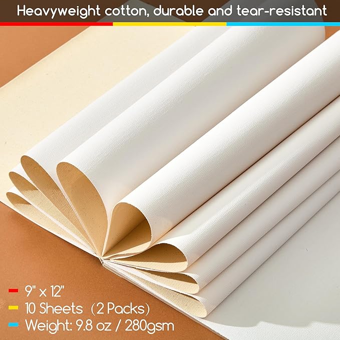 MEEDEN Artist Canvas Paper Pad: 9"x12" Canvas Pad, 20 Sheets (9.8oz/280g), Triple Primed Glue Bound Canvas Paper for Adults & Students - Art Supplies for Oil, Acrylic Mixed Media Painting