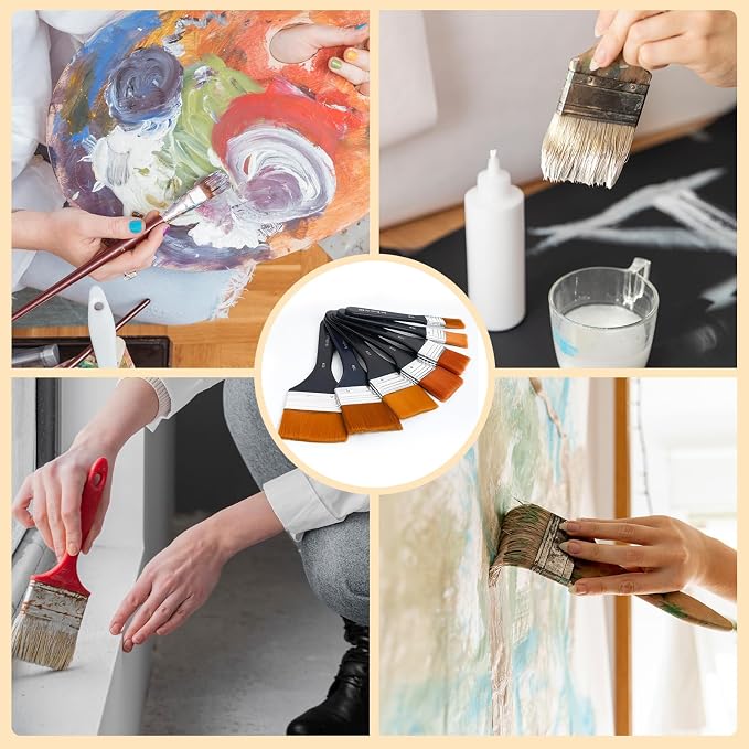 EORTA Flat Art Paint Brushes Set Assorted Size Nylon Painting Brushes