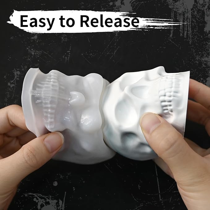 Resin Skull Molds, Set of 7 Sizes Halloween Skull Casting Molds | Flexible Durable Silicone Skull Head Molds for Epoxy Resin Casting, Candle Soap Making, DIY Home Decor Party Creative Gift