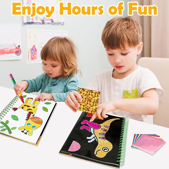 FUNNYB&G Foil Art Craft Kit for Kids, Sparkly Birthday Gift Toy for Kids | No Mess, Kids Ages 4-10 Create Sparkling Artwork, A Creative Gift for Birthdays, Holidays, Travel Activities,Screen-Free Fun