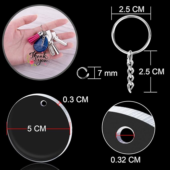 Duufin 108 Pieces Acrylic Keychain Blanks 2 Inch Round with Key Chain Rings