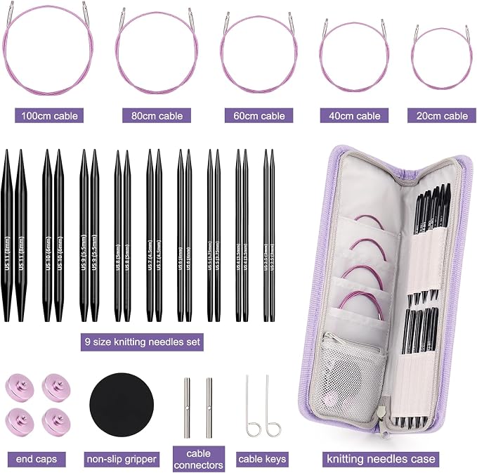 Katech Interchangeable Knitting Needles Set- 9 PRS Circular Knitting Needle