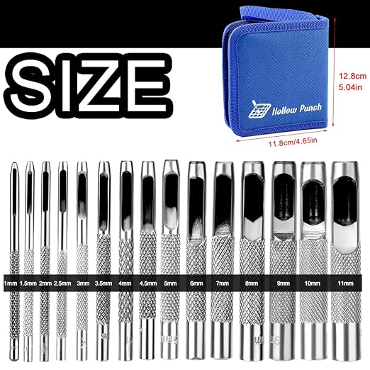 Veroave Hole Punch-Leather Hole Punch Set, 15 Sizes-1mm to 11mm