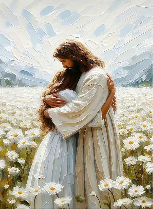 Jesus Christian Paint by Numbers Kit for Adults Canvas, Frameworkless | Easy Adult Paint by Number Kits on Canvas DIY Jesus Christian Painting for Beginners Art by Numbers for Home Wall Decor Gift