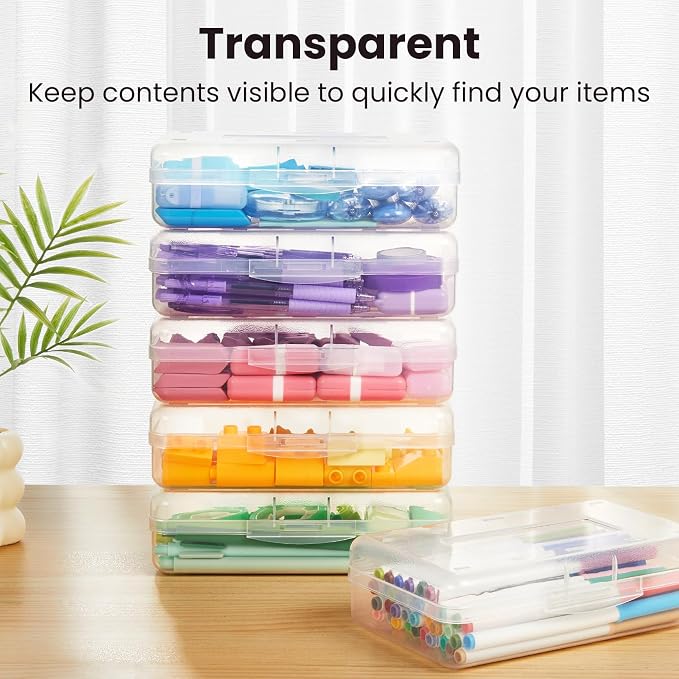 Sooez 6 Pack Pencil Box, School Box, Hard Pencil Boxes for School Supplies
