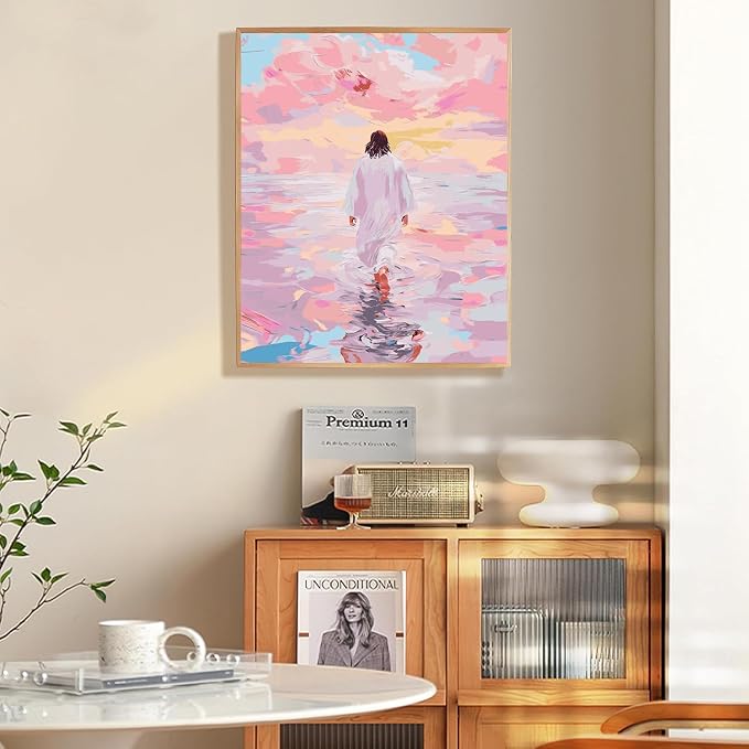 BAWKENTON Pink Jesus Paint by Numbers for Adults and Kids