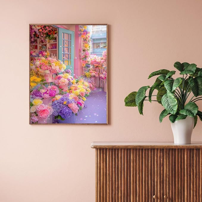 Amaieuin Flowers Diamond Art for Adults,Flowers 5D Diamond Painting for Adults,Flower Gem Art for Adults Home Decor and Gifts 12x16in