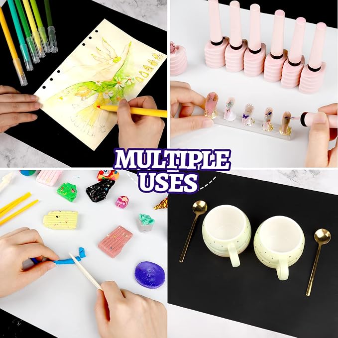 LEOBRO Silicone Mat for Resin Molds, 2 PCS 15.7" x 11.7" Play Dough Mat, Silicone Mats for Crafts, Jewelry Molds Mats, for Resin, Clay, Paint, Black & White