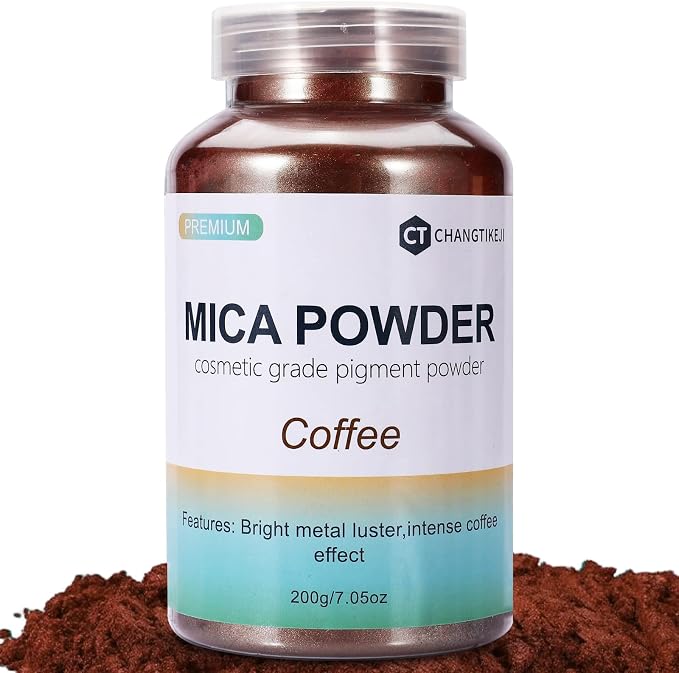 Mica Powder,7.05OZ（200g）,Coffee Mica Powder Pigment for Epoxy Resin，Lip Gloss，Paint，Dye，Soap Making，Nail Polish,Candle Making,Bath Bombs(Coffee)