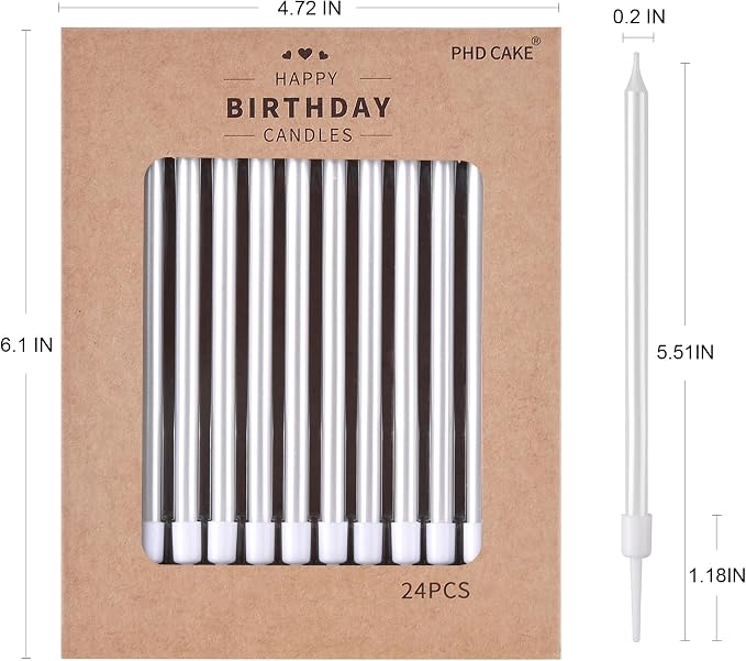 PHD CAKE Pearl White Long Thin Birthday Candles, Cake Candles, Birthday Parties, Wedding Decorations, Party Candles